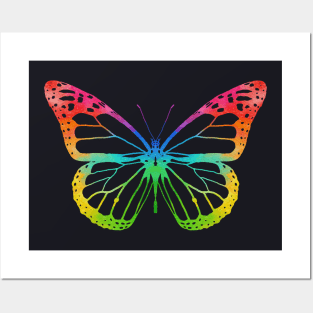Neon Rainbow Butterfly Posters and Art
